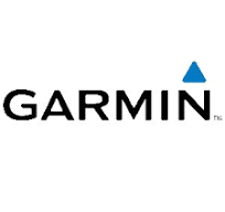 Logo de Garmin avec le nom en lettres noires et un triangle bleu au-dessus.