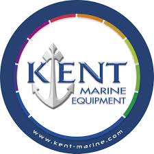 Logo de Kent Marine avec une ancre, texte en bleu et cercle coloré.